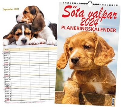 Söta valpar Planeringskalender 2024